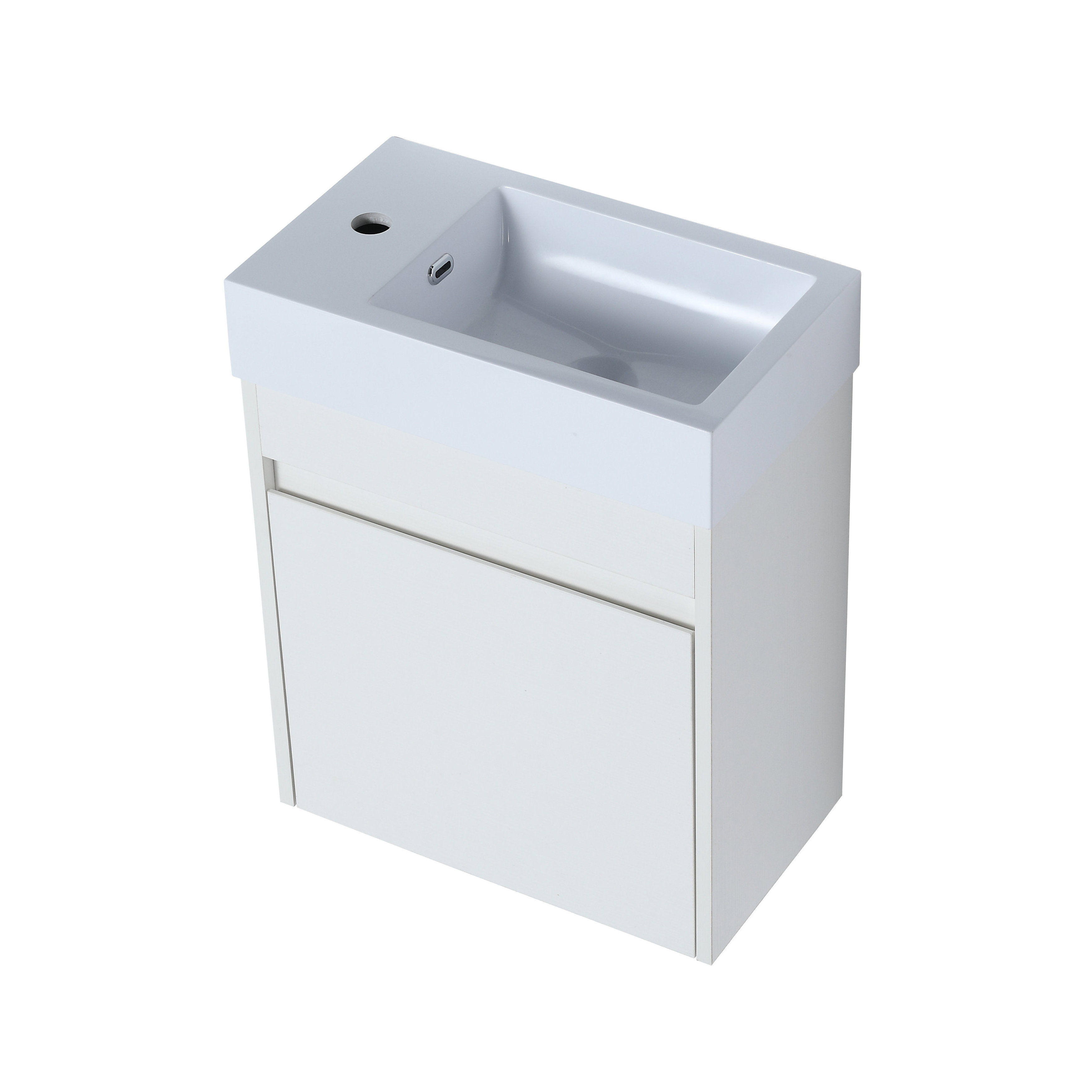 18 inch White Bathroom Storage Cabinet with Doors 45cm Small Sink Vanity Unit Bathroom Sink Combo