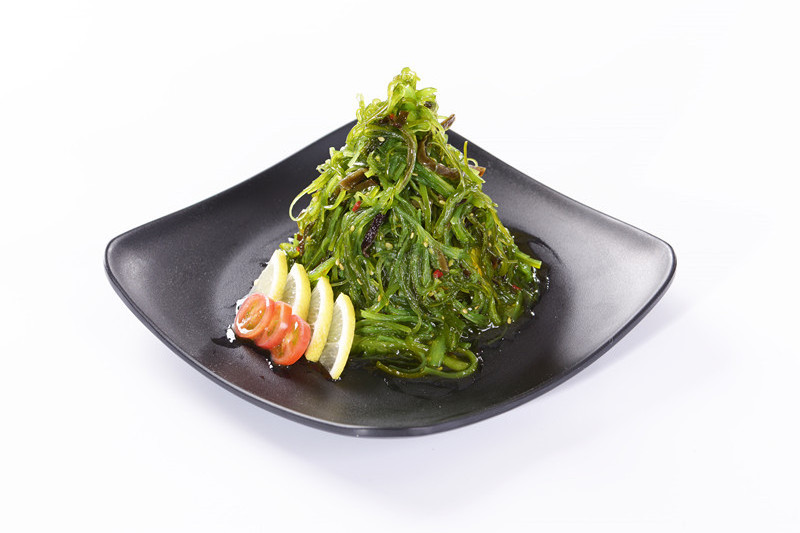 Japanese seasoned seaweed flavored fresh seafood with salad