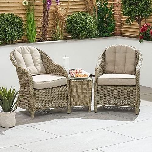 5 Piece Rattan Bistro Patio Garden Furniture Set - Table & 4 Chairs Modern