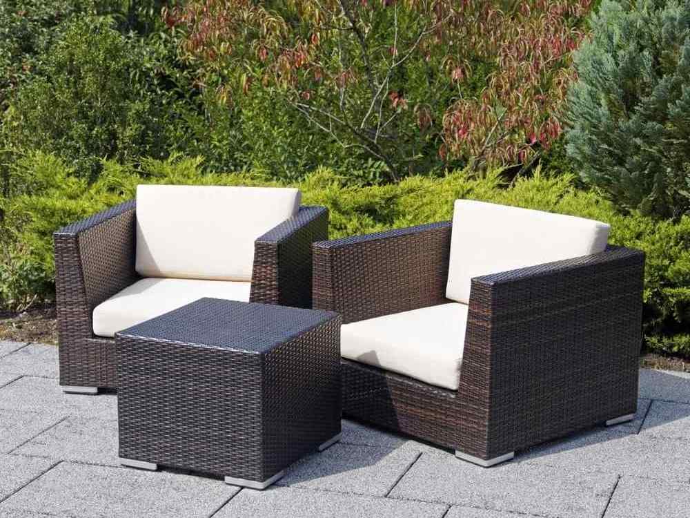 Rattan Coffee Set Outdoor Table and Chair Set Rattan / Wicker Powder Coating Aluminum Frame - 3Piece Modern Garden Furniture