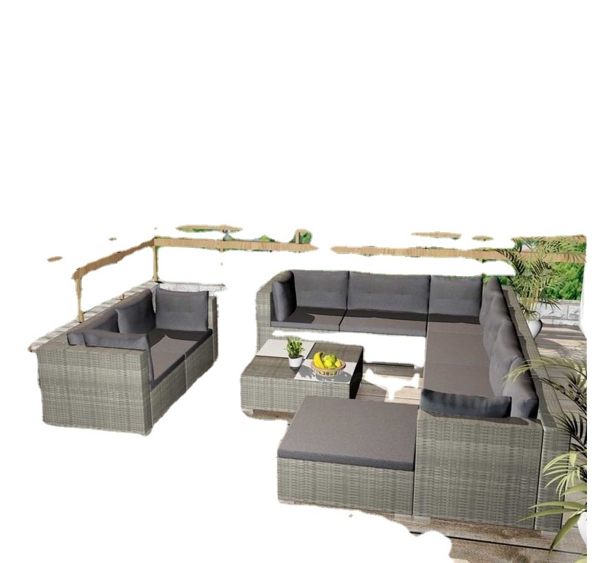 Garden classics outdoor relaxing furniture set rattan sectional L shape sofa 2022