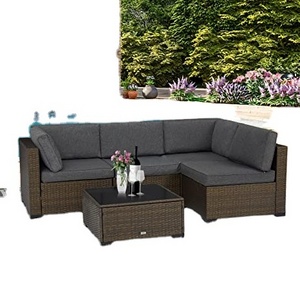 Garden classics outdoor relaxing furniture set rattan sectional L shape sofa 2022