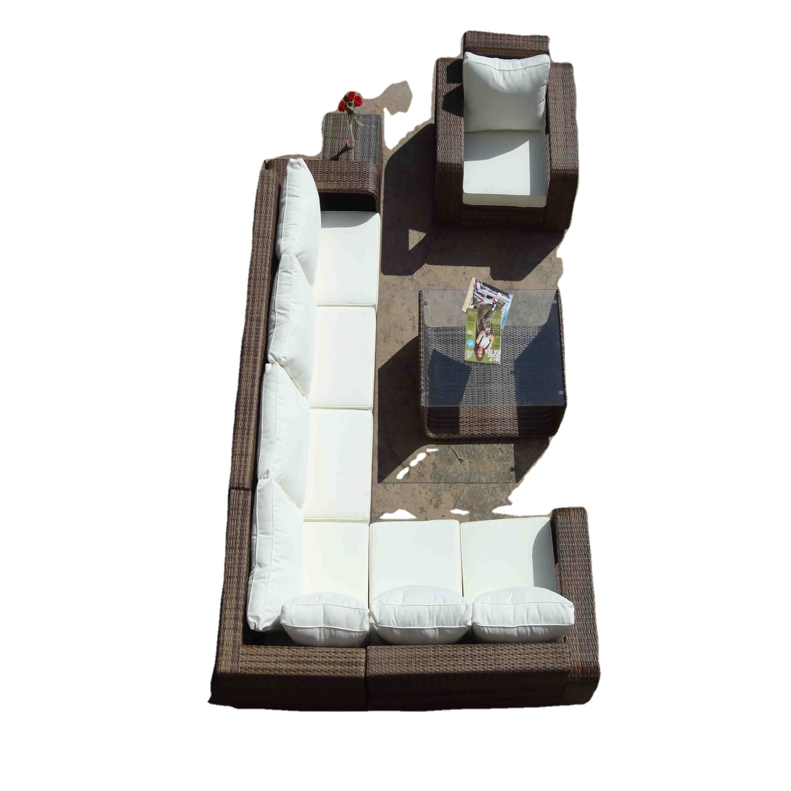 The spacious sofa set can ensure you optimal comfort and relaxation This outdoor furniture set is durable and sturdy.