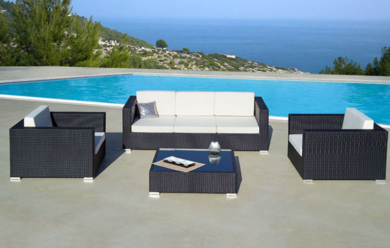 6 Pieces Patio Furniture Set with Table Outdoor Sectional Sofa Sets Patio Furniture PE Rattan Seat Cushions