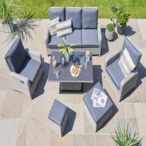 6 Pieces Patio Furniture Set with Table Outdoor Sectional Sofa Sets Patio Furniture PE Rattan Seat Cushions