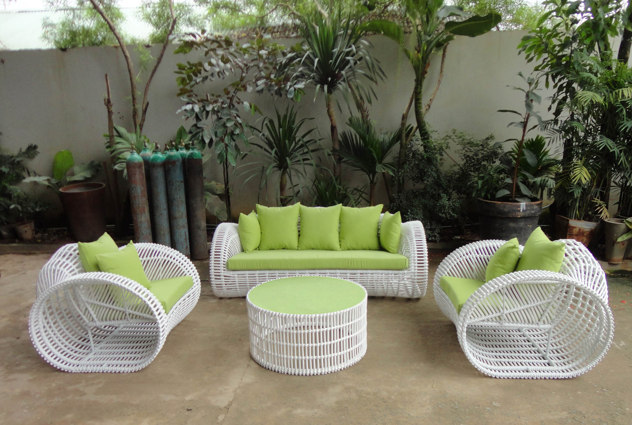 3PCS Include 3-Seater Sofa And Armchair With Cushion Luxury Furniture Garden Set Outdoor Sofa Garden Furniture Aluminum Sofa Set