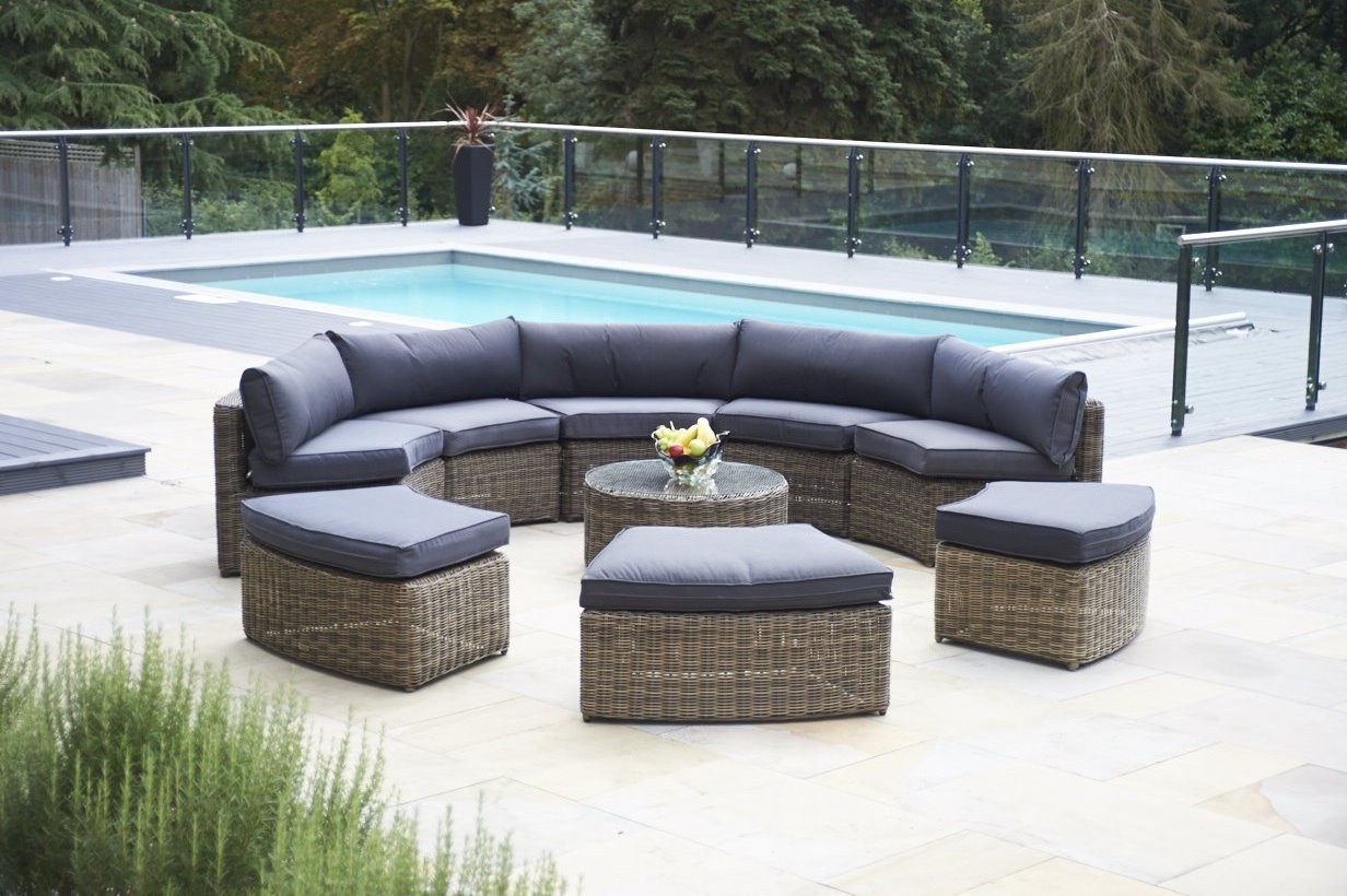 Outdoor Patio Furniture Set Of Rattan And Bamboo With Washable Cushions For The Garden Balcony By The Pool