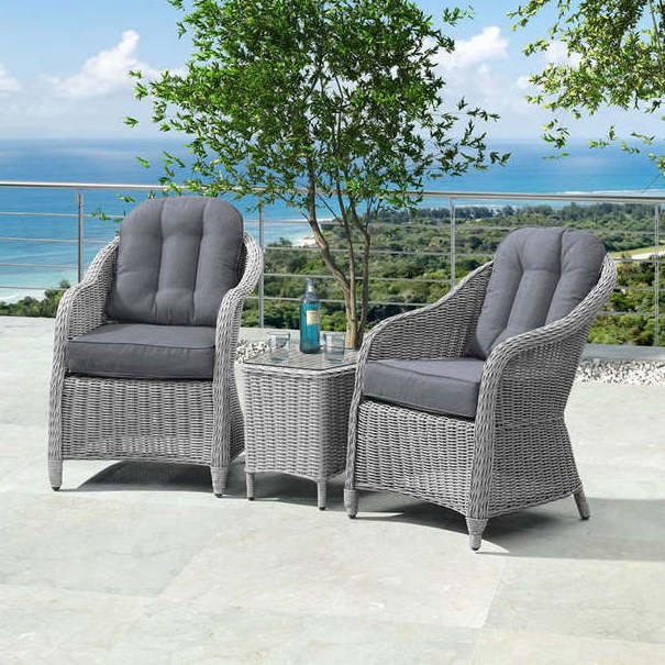 5 Piece Rattan Bistro Patio Garden Furniture Set - Table & 4 Chairs Modern