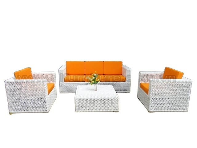 D.L furniture FE wicker dark rattan for two seater sofa, two armchair and table