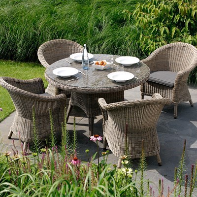 Modern Design DL Rattan Dining Table And Chairs Set Outdoor Garden Furniture Set Chairs On Aluminum Frame