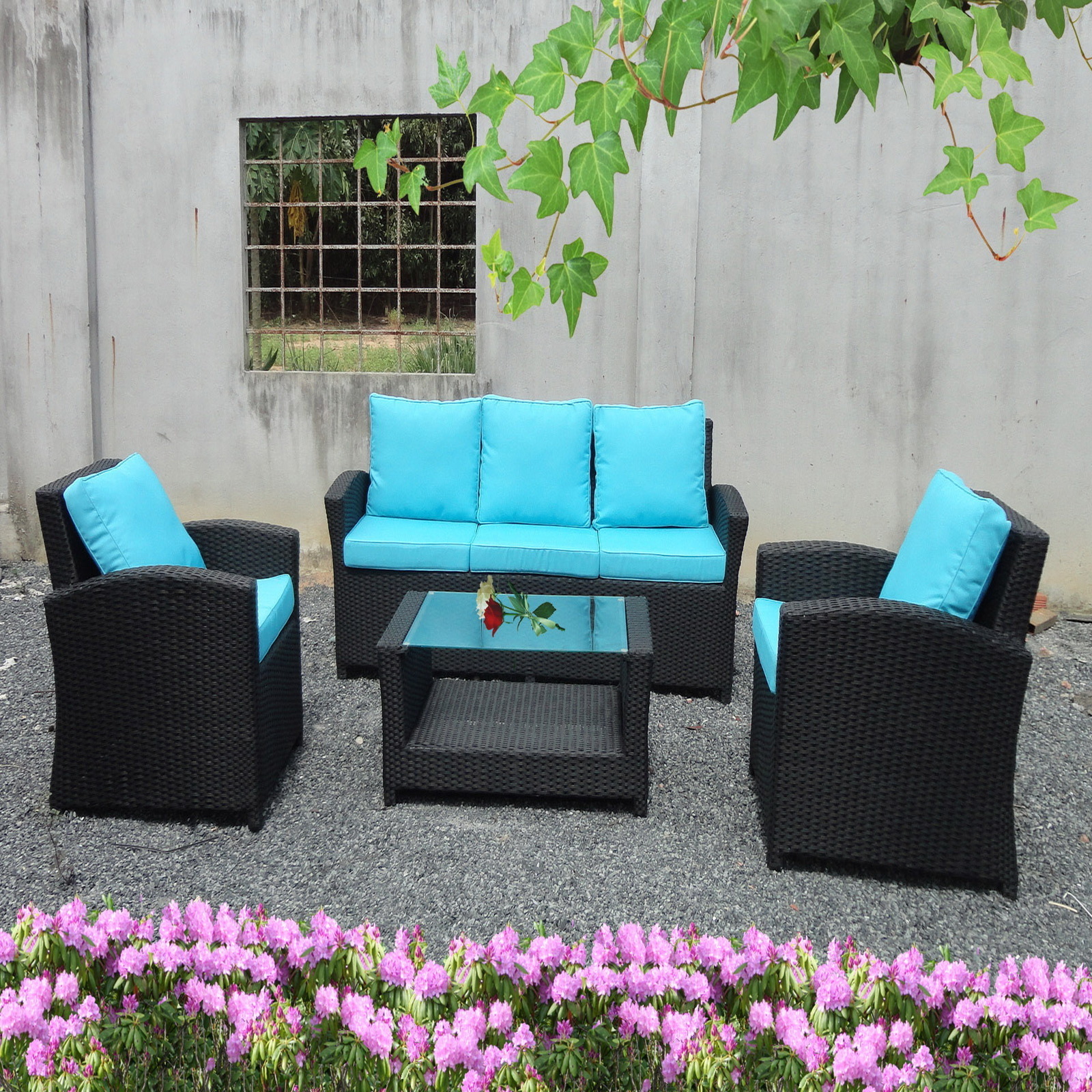 2 armchair and 3 seaters sofa for brown wicker rattan sofa set outdoor funiture