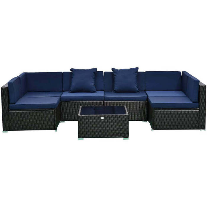 Navy Blue cushion 10cm for patio sofa set outdoor wicker garden set U Shape wicker outdoor indoor furniture set garden sofa