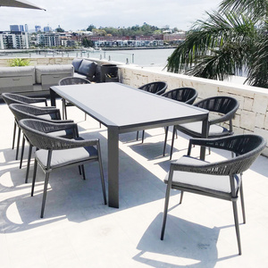 New Collection Outdoor Wicker Furniture 9 Piece Rattan Outdoor Dining Table Set For Your Patio Anti UV Modern Black