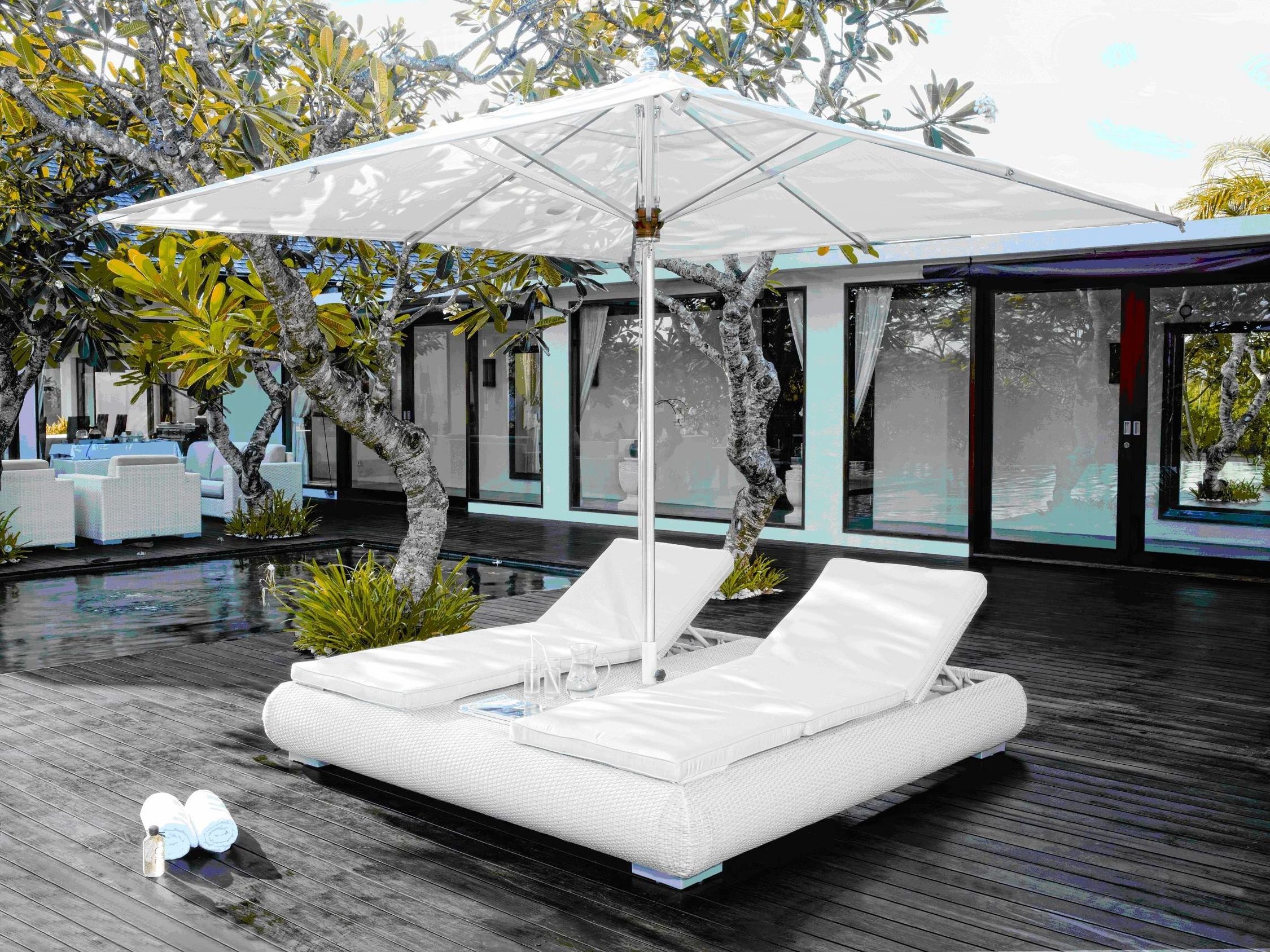 Hot Sale Modern Design Garden Furniture Outdoor Beach Aluminum Frame Lounge Daybed With Canopy