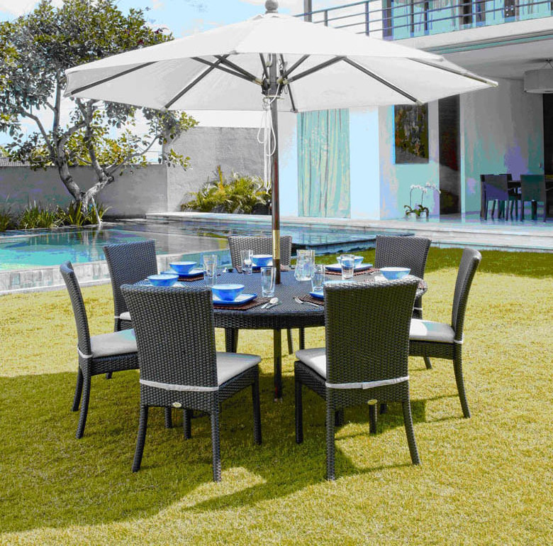 POLY RATTAN DINING ROOM SETS/ OUTDOOR FURNITURE DINING CHAIR SET OF 6 MODERN