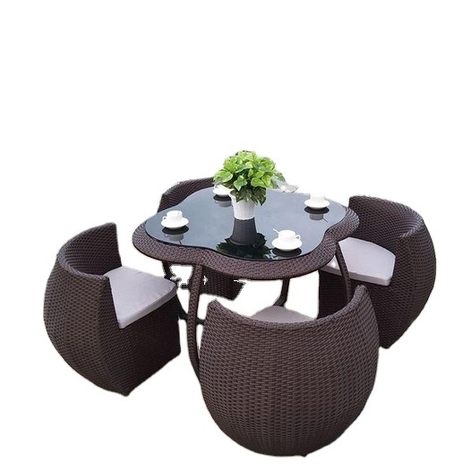 Patio Furniture Rattan Table And Chair Set Of 5, Garden Casual Coffee Table For 4, Modern Minimalist Patio Furniture Set