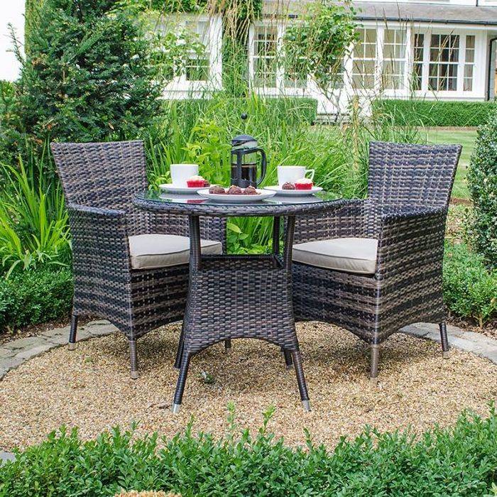 Rattan Coffee Set Outdoor Table and Chair Set Rattan / Wicker Powder Coating Aluminum Frame - 3Piece Modern Garden Furniture