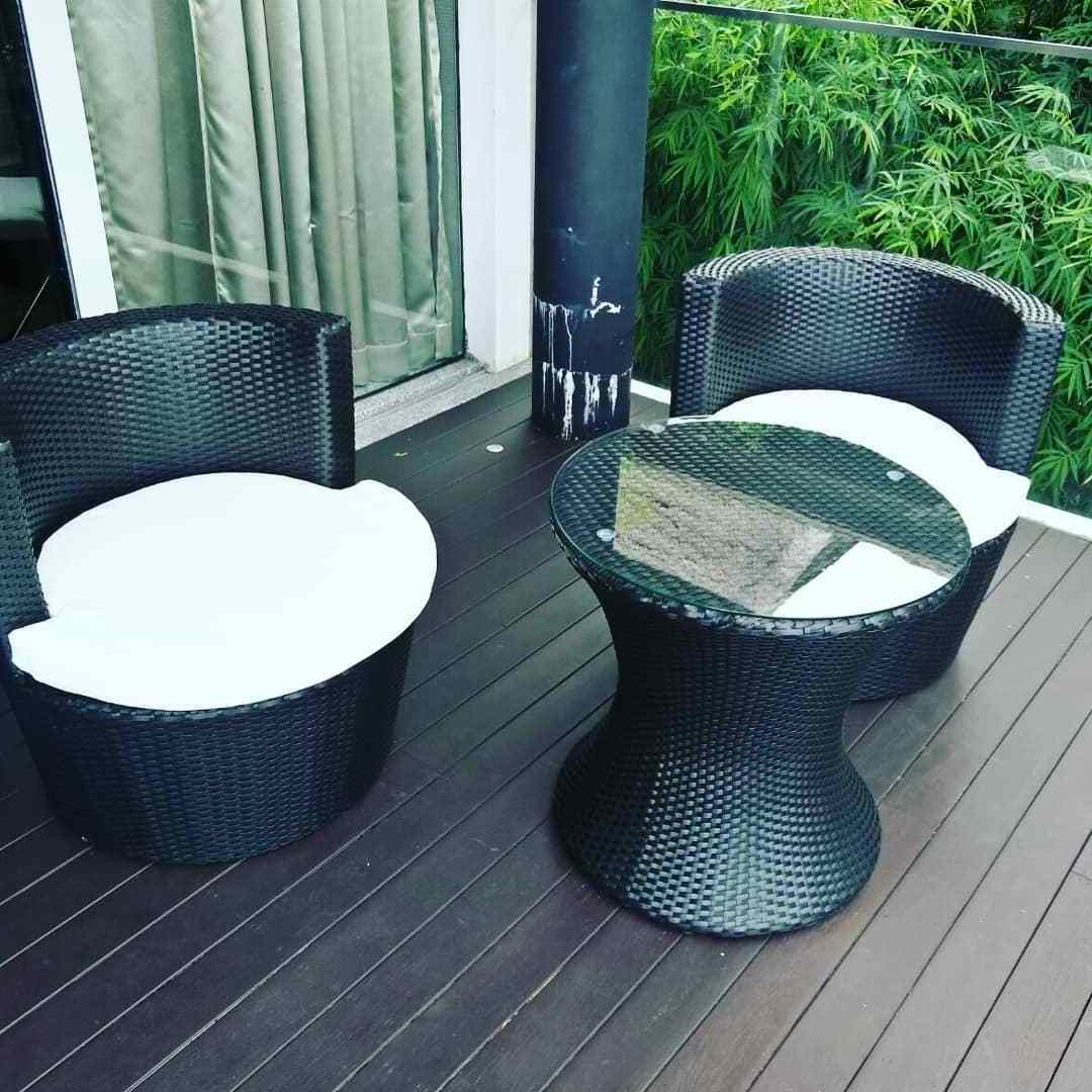 Vietnam garden furniture/ Outdoor 3 Pieces Patio Set, Rattan Chair Conversation Sets with Coffee Table Comfortable