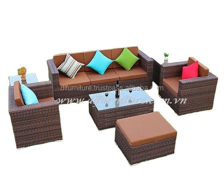 Wicker Outdoor Furniture Rattan Sofa Furniture Outdoor Garden Patio Rattan Furniture / PE Aluminum Modular Sofa Set