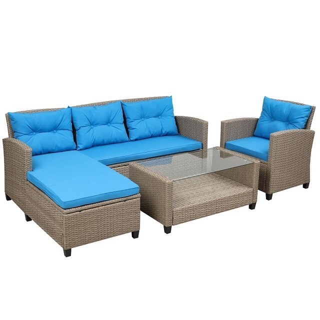 Wicker Outdoor Furniture Rattan Sofa Furniture Outdoor Garden Patio Rattan Furniture / PE Aluminum Modular Sofa Set