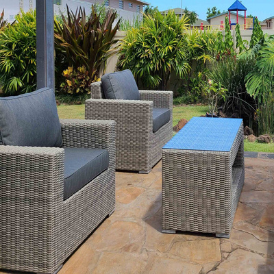 Outdoor Round Poly Rattan Coffee Set/Patio Conversation Bistro Set/Full Price Set 3Pcs Rattan Set With Round Table