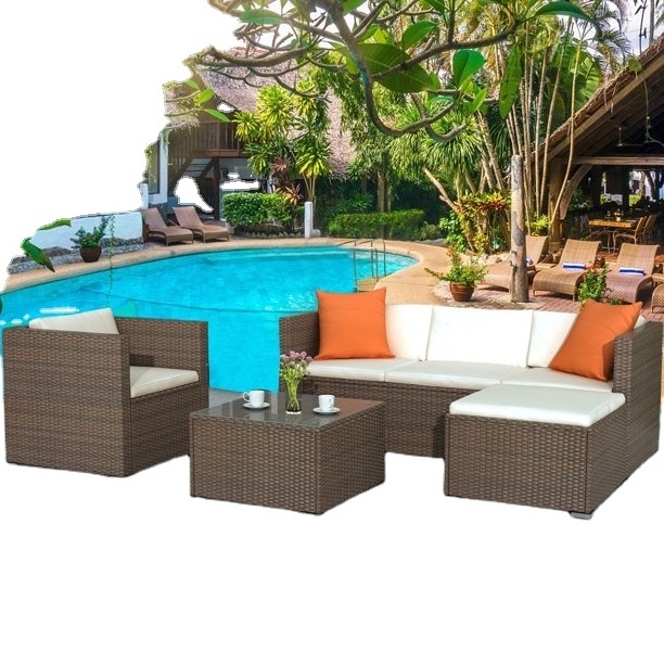 D.L furniture FE wicker dark rattan for two seater sofa, two armchair and table