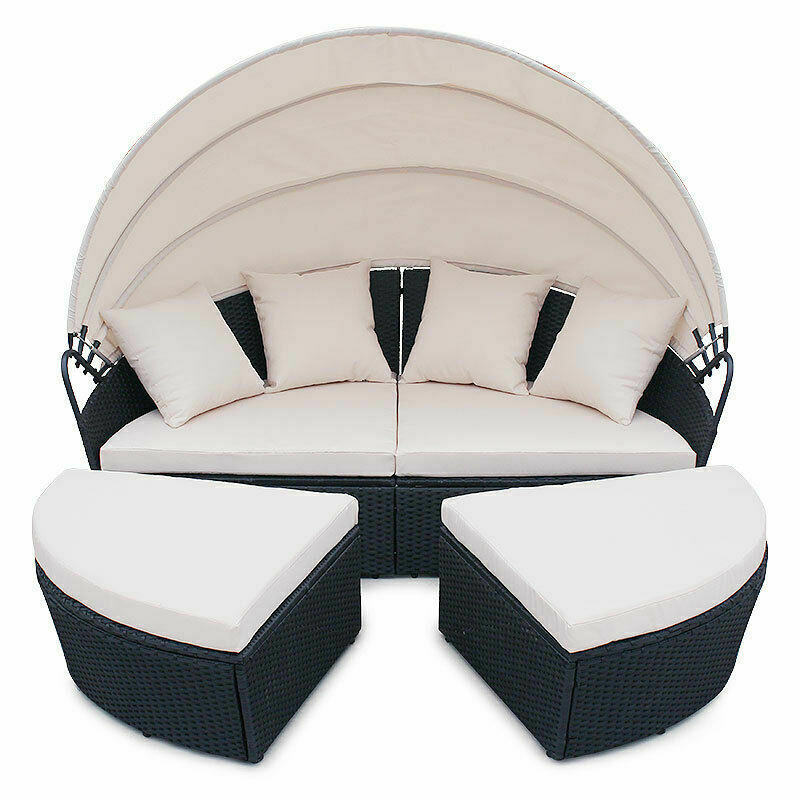 Outdoor furniture wicker PE white rattan garden furniture with poly rattan sun lounger