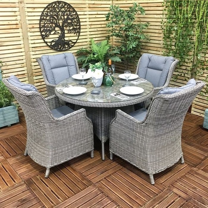 Modern Design DL Rattan Dining Table And Chairs Set Outdoor Garden Furniture Set Chairs On Aluminum Frame