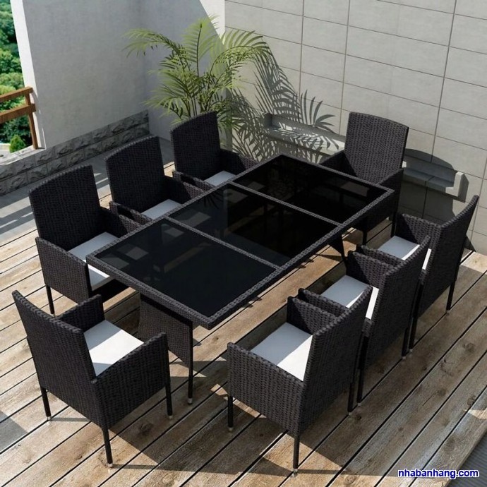 Garden Dining Set With Eight Chairs And One Table Glass Would Make A Great Addition To Any Modern Garden Or Patio