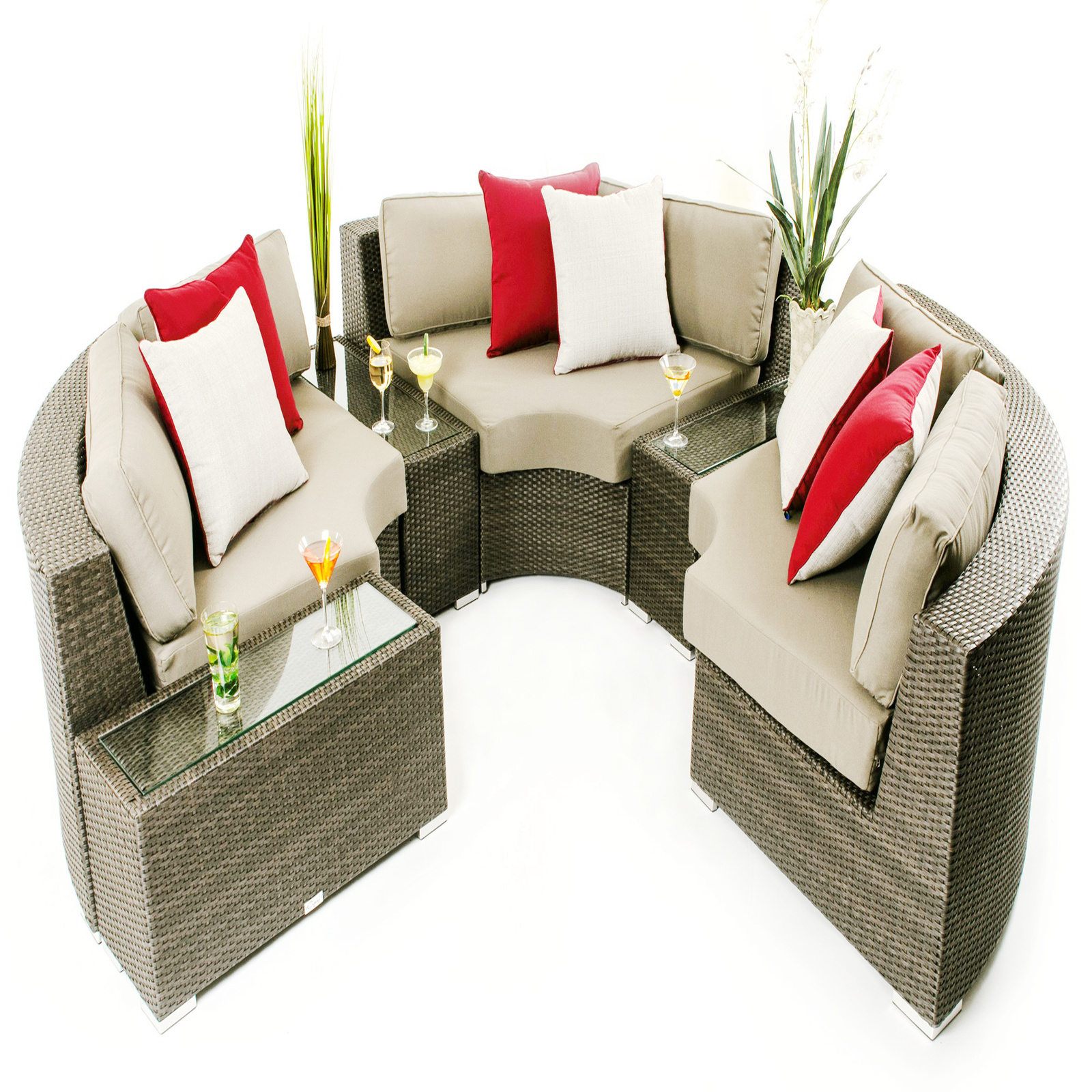 Outdoor Patio Furniture Set Of Rattan And Bamboo With Washable Cushions For The Garden Balcony By The Pool