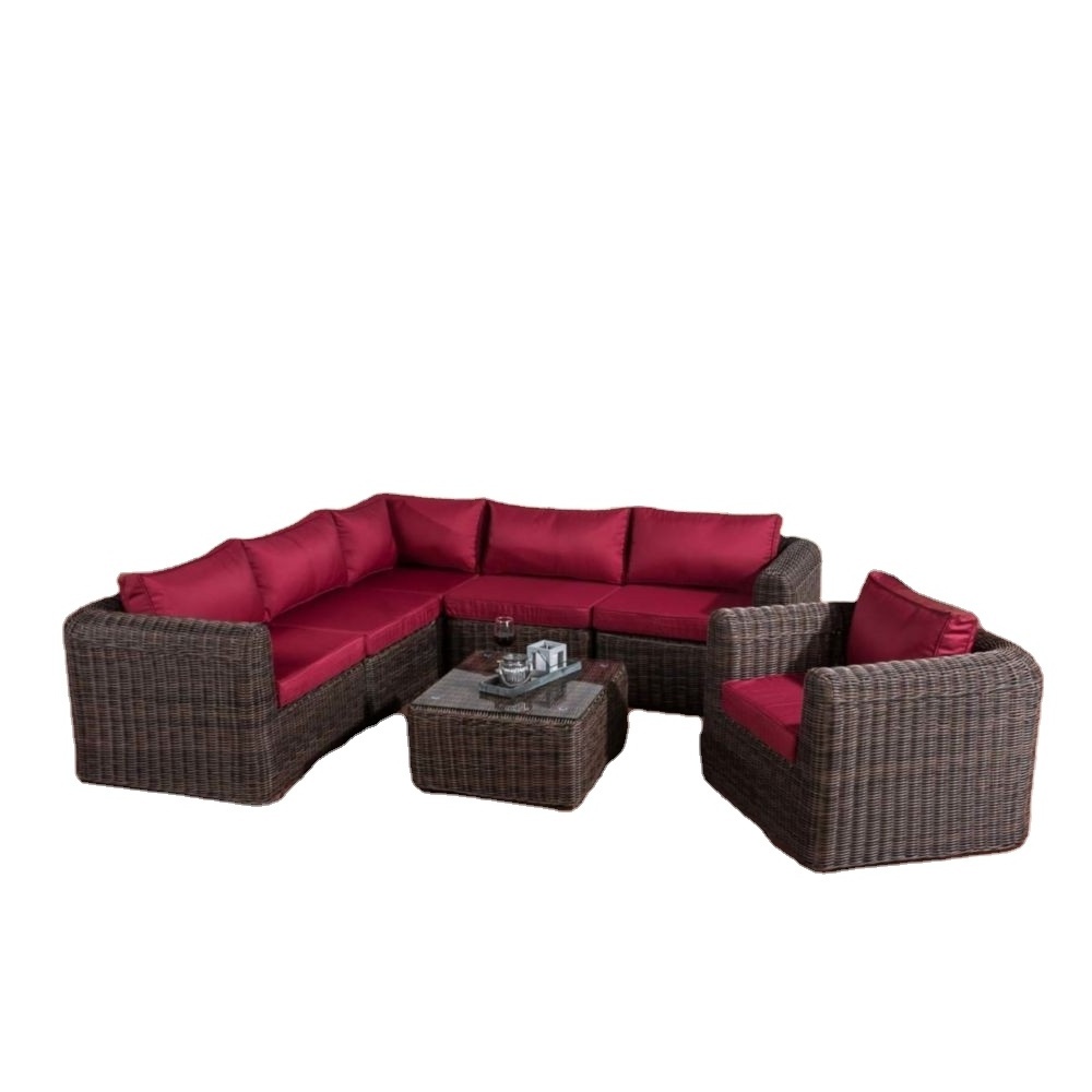 Patio Wicker Sectional Sofa Set,  Outdoor Conversation Set, All-Weather Wicker Patio Furniture with Cushion