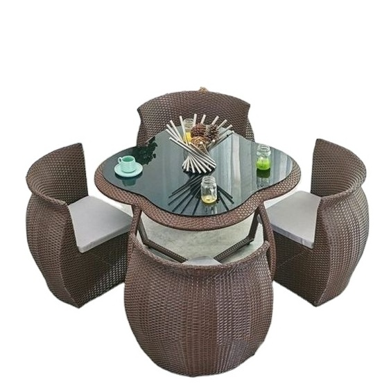 Patio Furniture Rattan Table And Chair Set Of 5, Garden Casual Coffee Table For 4, Modern Minimalist Patio Furniture Set