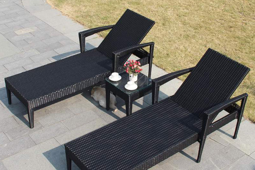 Best selling Poly rattan wicker patio sun lounger resort and beach furniture