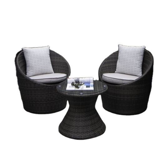 Rattan Furniture - 2 Seater Bistro Set 2 Chairs and Coffee table Egg Chair