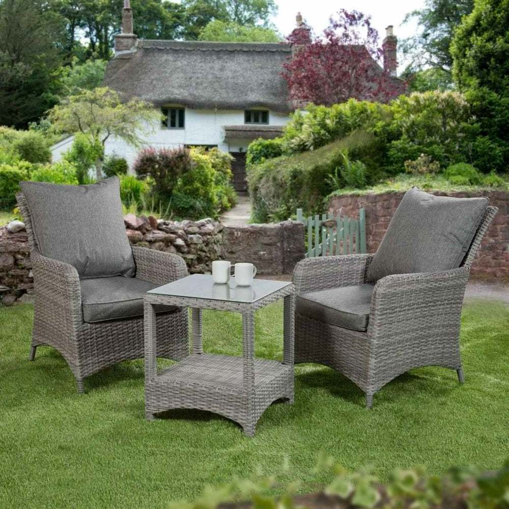 Rattan Coffee Set Outdoor Table and Chair Set Rattan / Wicker Powder Coating Aluminum Frame - 3Piece Modern Garden Furniture