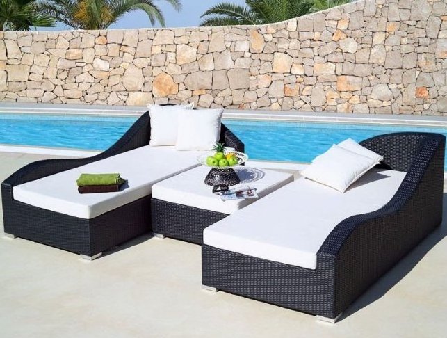 Best selling Poly rattan wicker patio sun lounger resort and beach furniture