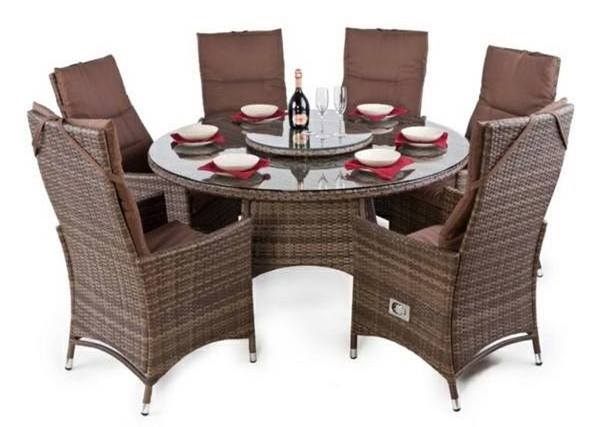 DL Furniture 7-Piece Patio Outdoor Dining Set, Wicker Patio Furniture Set of 6 Rattan Chairs with Soft Cushions