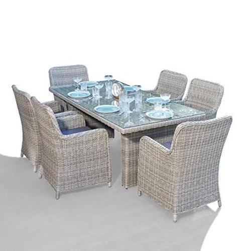 Wicker PE white rattan outdoor/indoor furniture with 6 chairs and table for your family