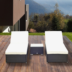 Outdoor Chaise Lounge Set of 2, Rattan Wicker Patio Lounge Chairs for Outside, Adjustable Chaise Loungers with Cushions