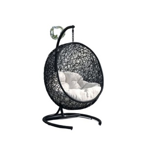 Hanging Swing Chair, Wicker Rattan Egg Chair with Stand and Cushion for Indoor Outdoor Patio Garden