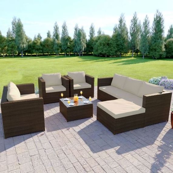 Big size garden set furniture, PE rattan furniture sofa set outdoor garden Vietnam factory