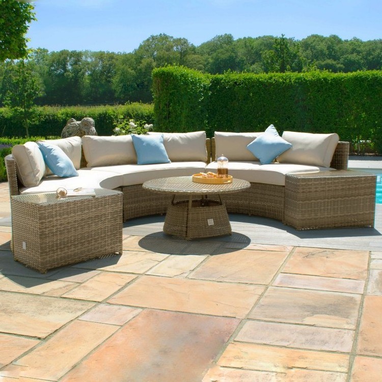 Outdoor Patio Furniture Set Of Rattan And Bamboo With Washable Cushions For The Garden Balcony By The Pool