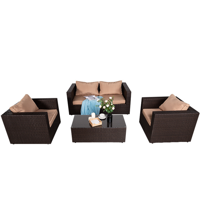 D.L furniture FE wicker dark rattan for two seater sofa, two armchair and table