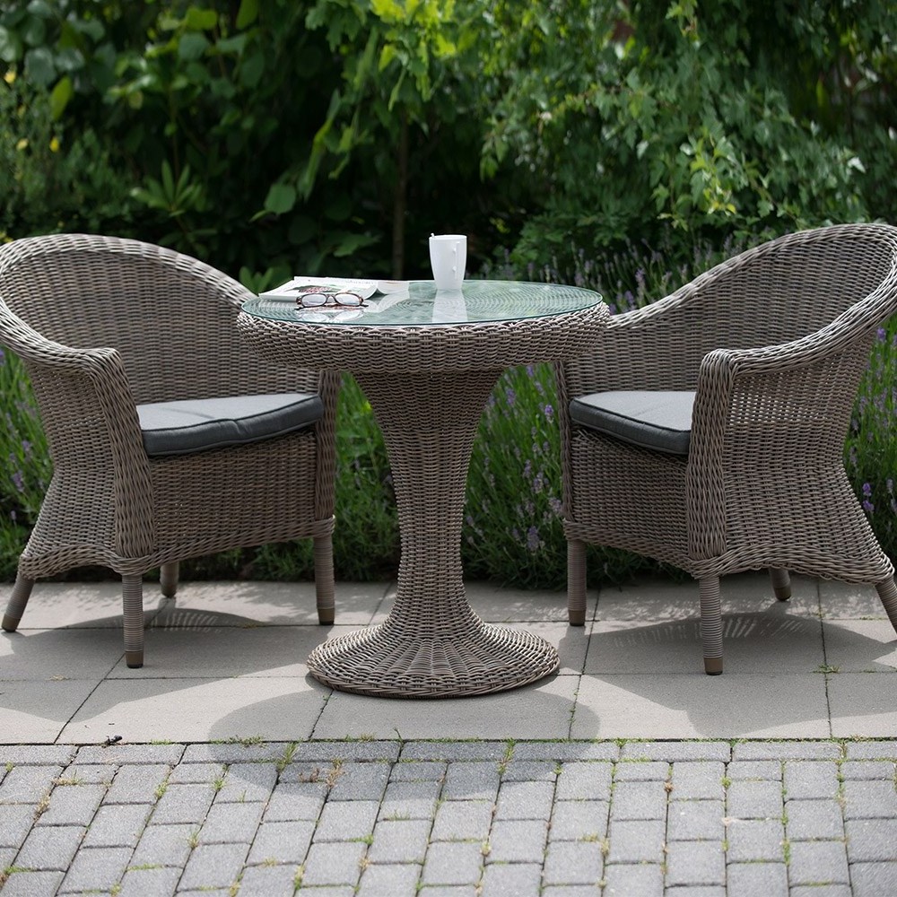 Rattan Coffee Set Outdoor Table and Chair Set Rattan / Wicker Powder Coating Aluminum Frame - 3Piece Modern Garden Furniture