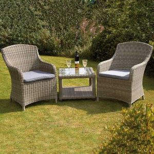 5 Piece Rattan Bistro Patio Garden Furniture Set - Table & 4 Chairs Modern