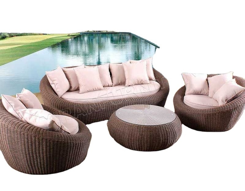 New design outdoor furniture style two seater sofa rattan garden sofa set