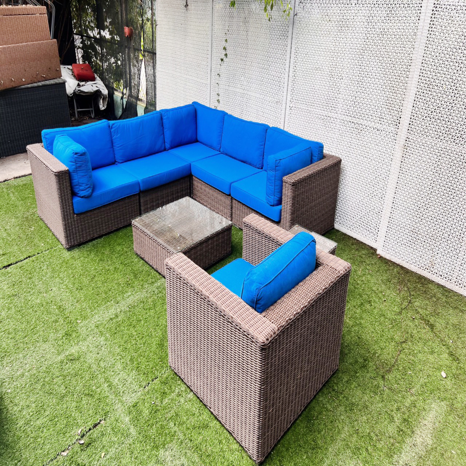 DL Outdoor Patio Furniture Sets Rattan Chair Wicker Conversation Sofa Set Backyard Porch Garden Poolside Balcony Use Furniture