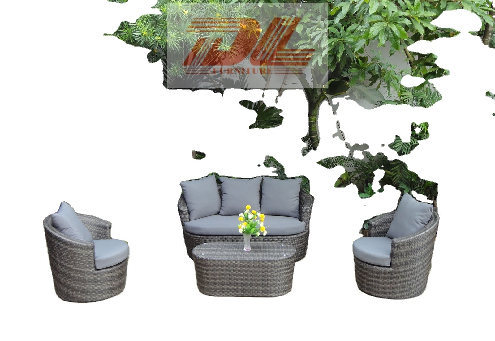 New design outdoor furniture style two seater sofa rattan garden sofa set