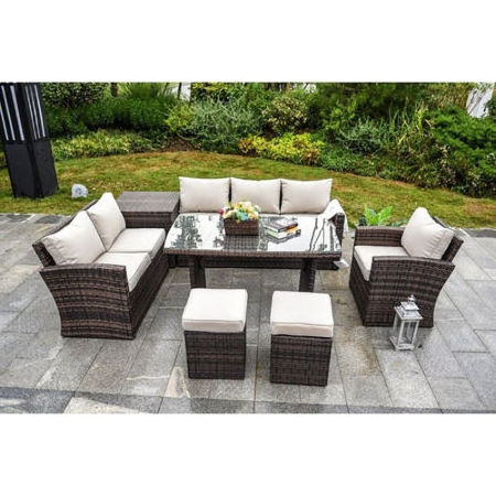 High Quality Outdoor Furniture Garden Sofa Set Rattan Lounge Patio Furniture Sofa Set With Furniture Cover