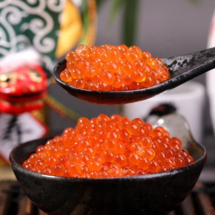 Japanese flavor orange frozen marinated masago fish roe